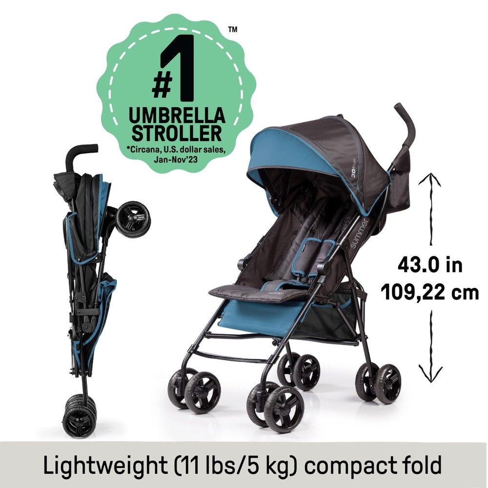 Summer Infant 3D Mini Convenience Stroller Lightweight Stroller Compact - Grey