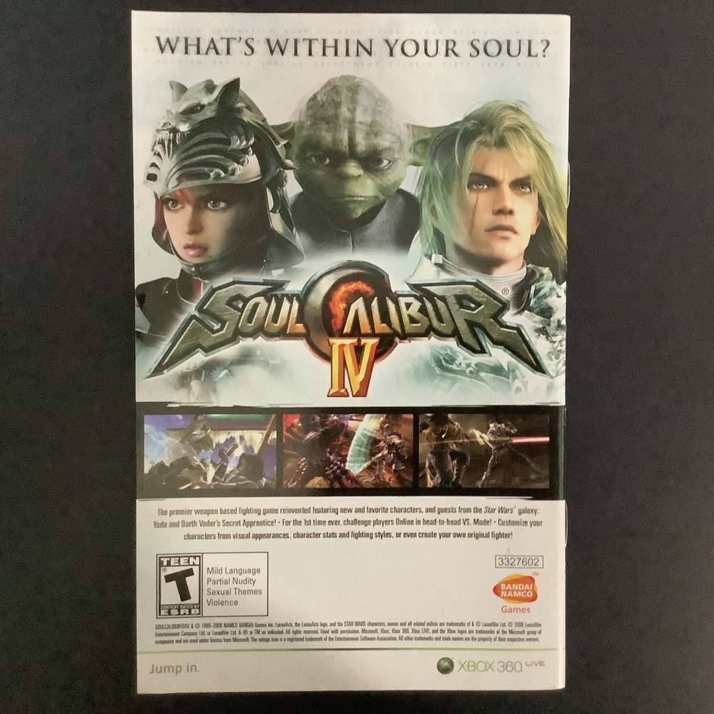 Star Wars The Force Unleashed Xbox 360 Instruction Manual Only