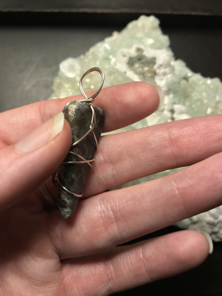 Natural Que Sera Sterling Silver Wrapped Pendant