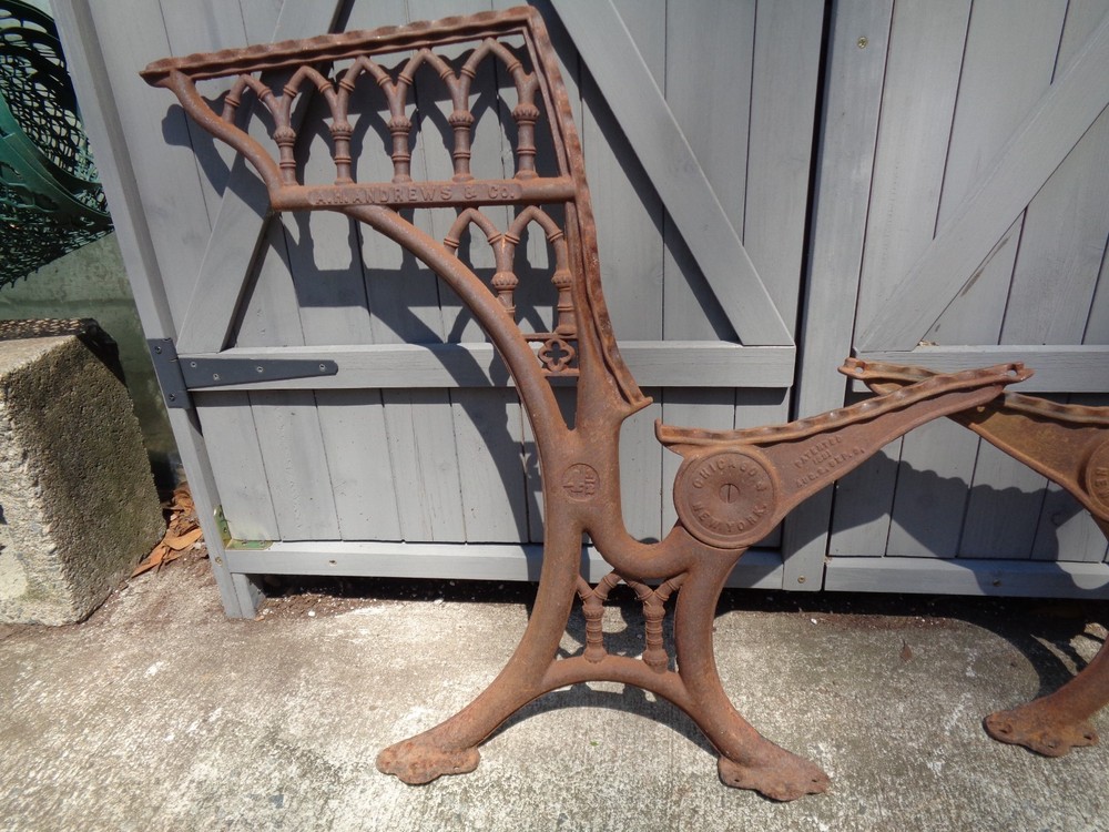 Antique Cast Iron School Desk Frame Side