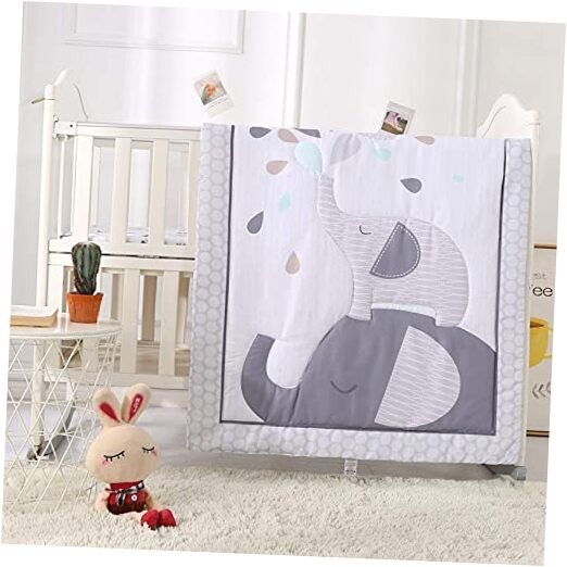 Grey Elephant Bedding 3-Piece Elephant Baby Bedding(Grey)