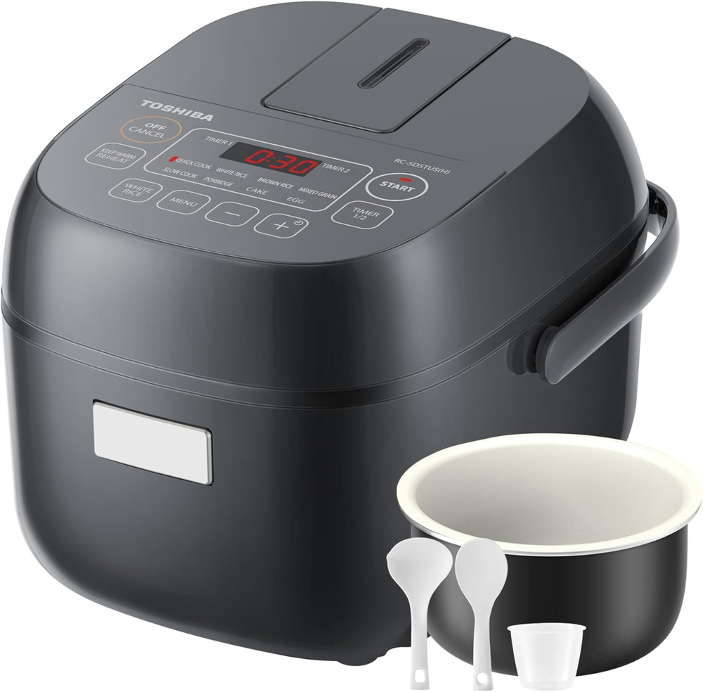 Rice Cooker Small 3-Cup Uncooked– LCD Display with 8 Cooking Functions: Rice, Oa