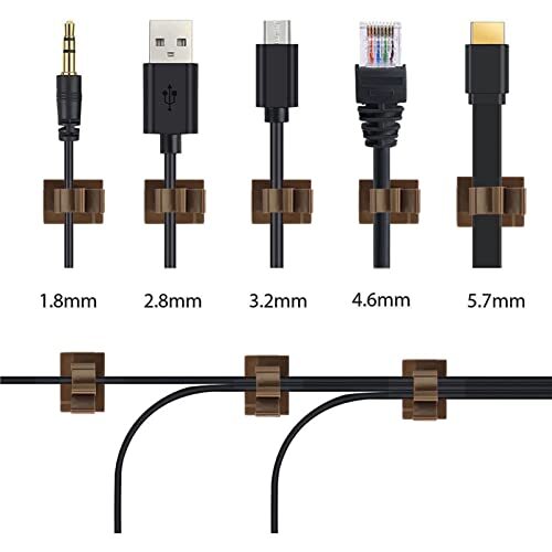 Adjustable Cable Clips, 30 Pcs Brown Adhesive for 0-0.4''(10mm) cable 30brown