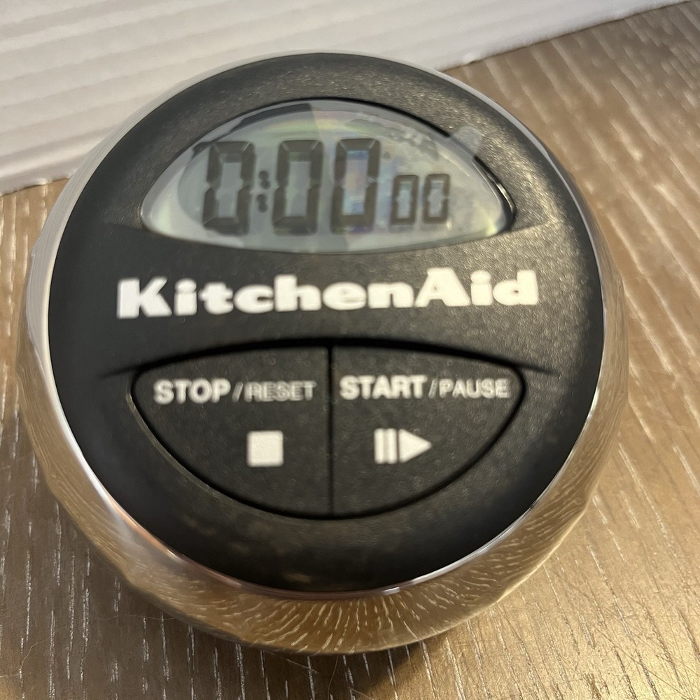 KitchenAid Digital Timer Black With Rotating Chrome Dial 9hr 59min 59 Sec