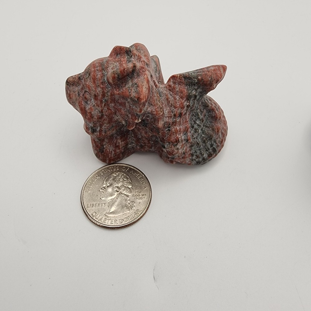 2 Small Natural Stone Carved Dragons