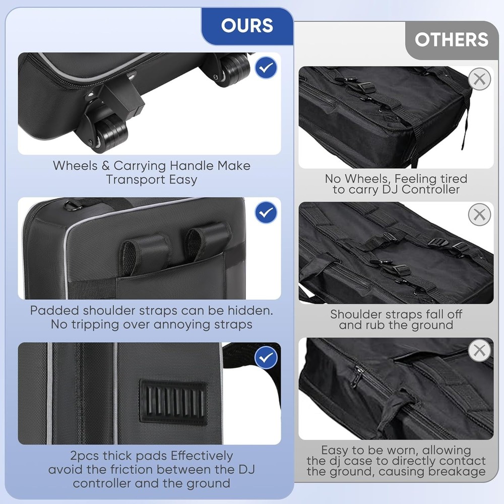 DJ Controller Case with Wheels Compatible with DDJ FLX10 / 1000 / 1000SRT ...