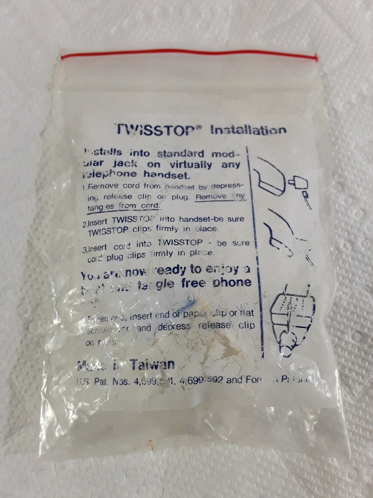 Vintage TWISSTOP Phone Cord Detangler Computer Fair White