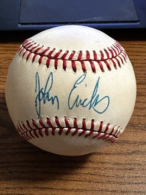 JOHN ERICKS 3 SIGNED AUTOGRAPHED ONL BASEBALL! Pirates!
