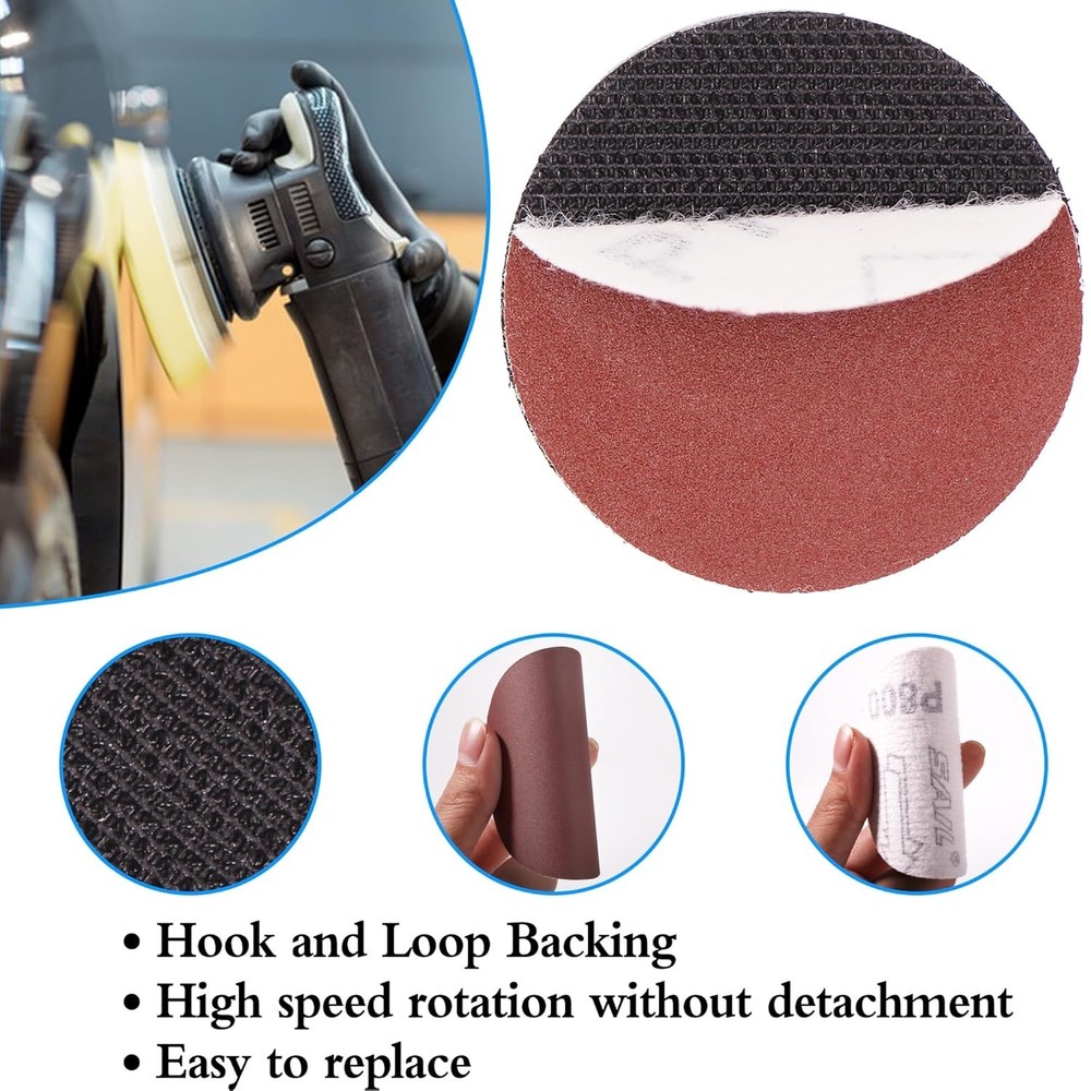 100pcs 3 Inch Sanding Discs Hook and Loop, Drill Sander Pads Attachment for R...