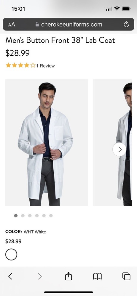 38” Cherokee Project Lab Men’s Labcoat