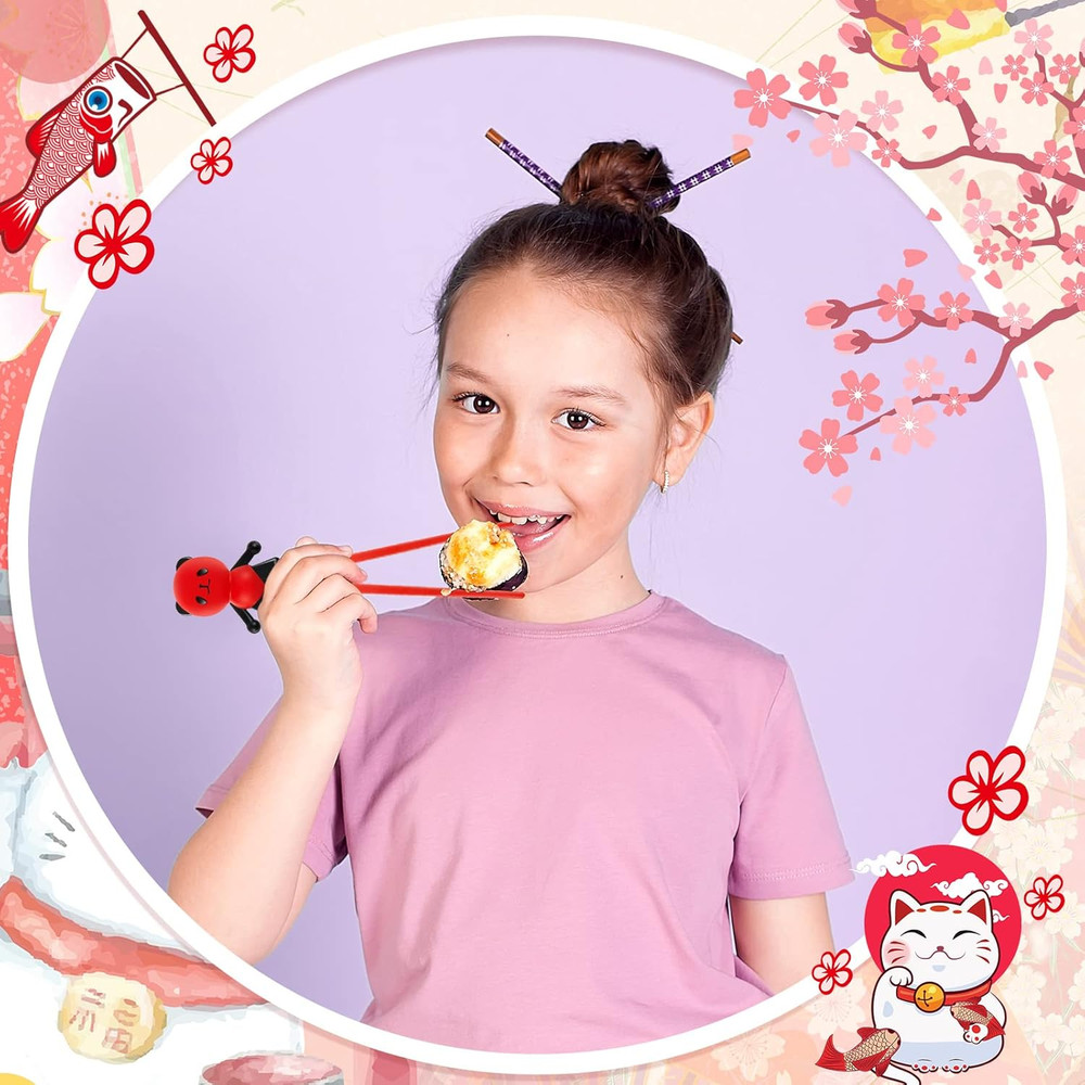6 Pairs Training Chopsticks for Beginners, Reusable Learning Tableware, Cute Des
