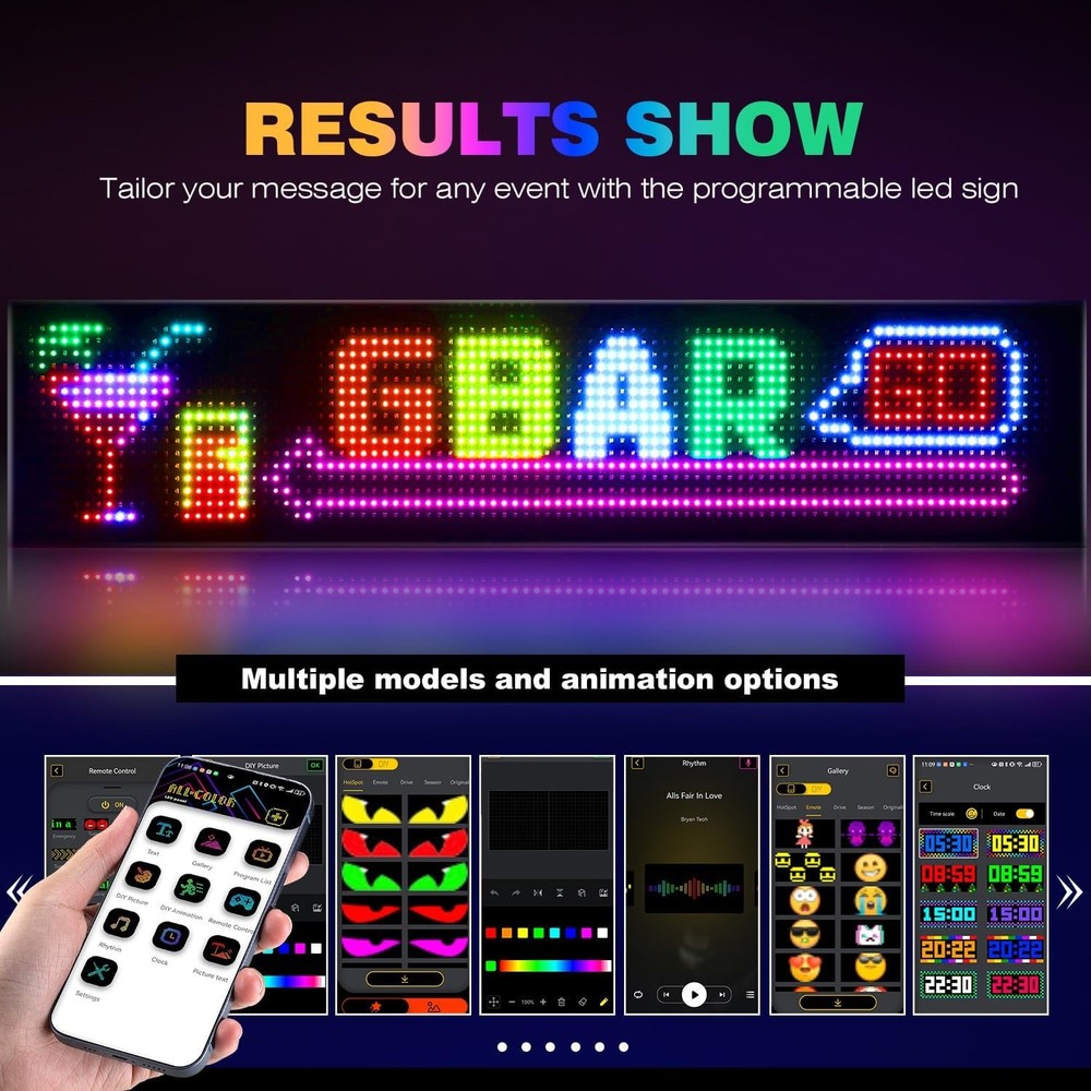 70”x7.6” Devil Eyes LED Display Light APP Control Flexible Programmable Screen