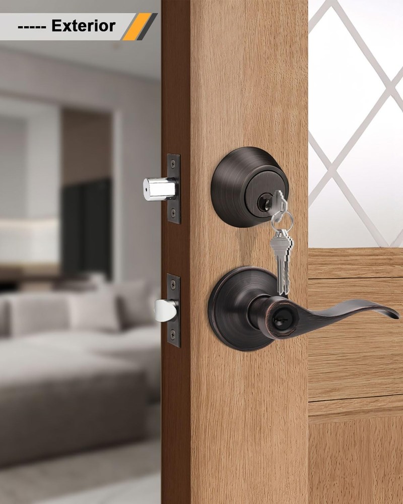 Secure Your Doors - Gobrico 3 Pack Wave Entry Lever Lockset