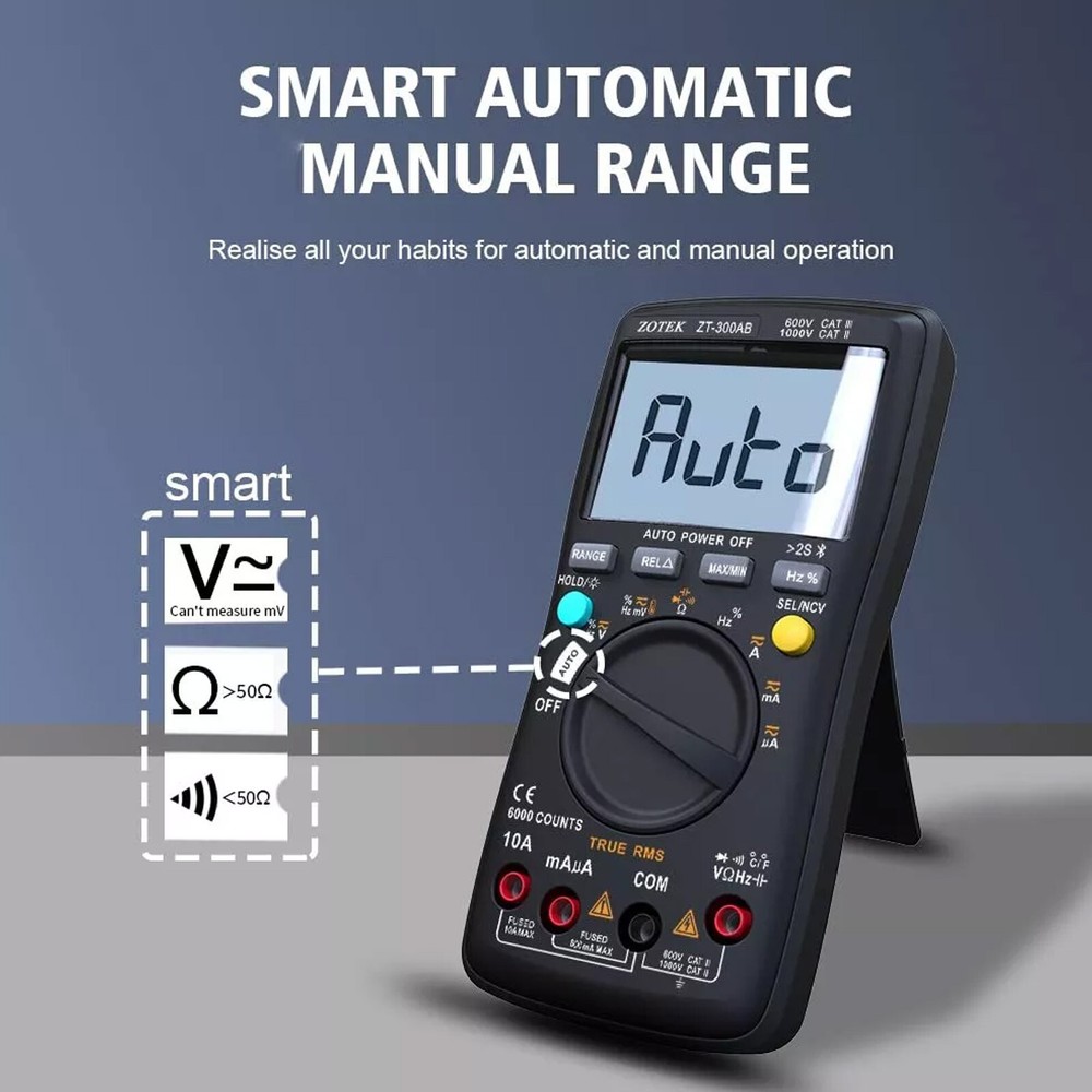 Wireless Digital Multimeter True RMS Manual/Auto Ranging 6000 Counts DMM