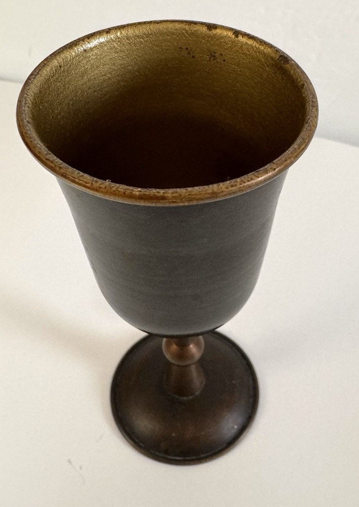 Vintage Brass Kiddush Cup Dark Green