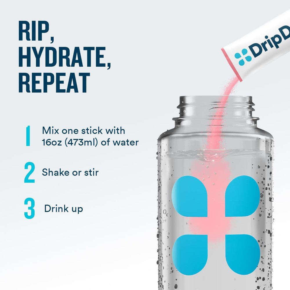 DripDrop Zero Sugar Plus - Free Hydration Packets - Single 16 Count