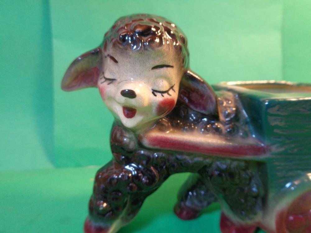 Black Lamb Pulling Cart Planter (Used/EUC)