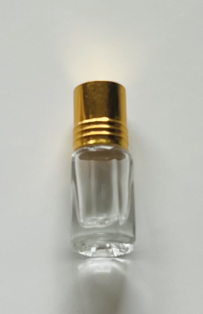 3 PC Empty 3 ml Refillable Glass Attar Perfume Bottle W/Gold Cap