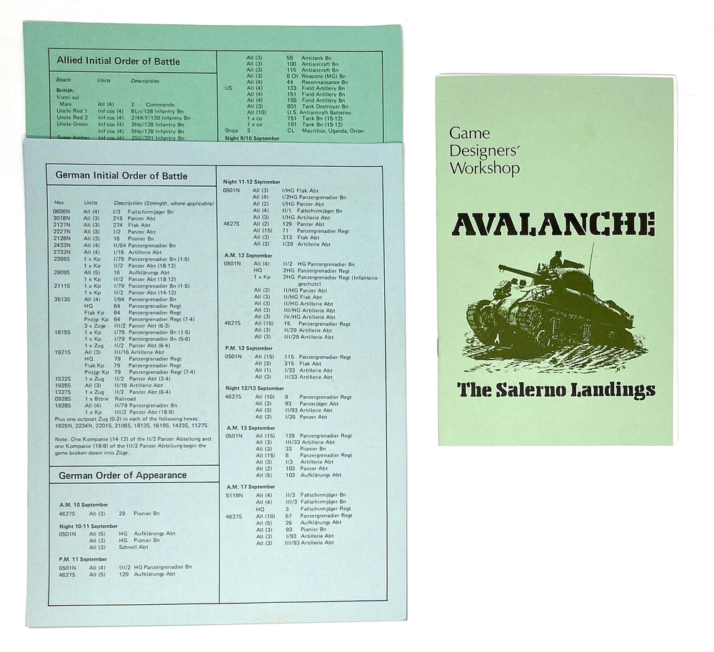 Games Designers Workshop Avalanche The Salerno Landing PUNCHED COMPLETE