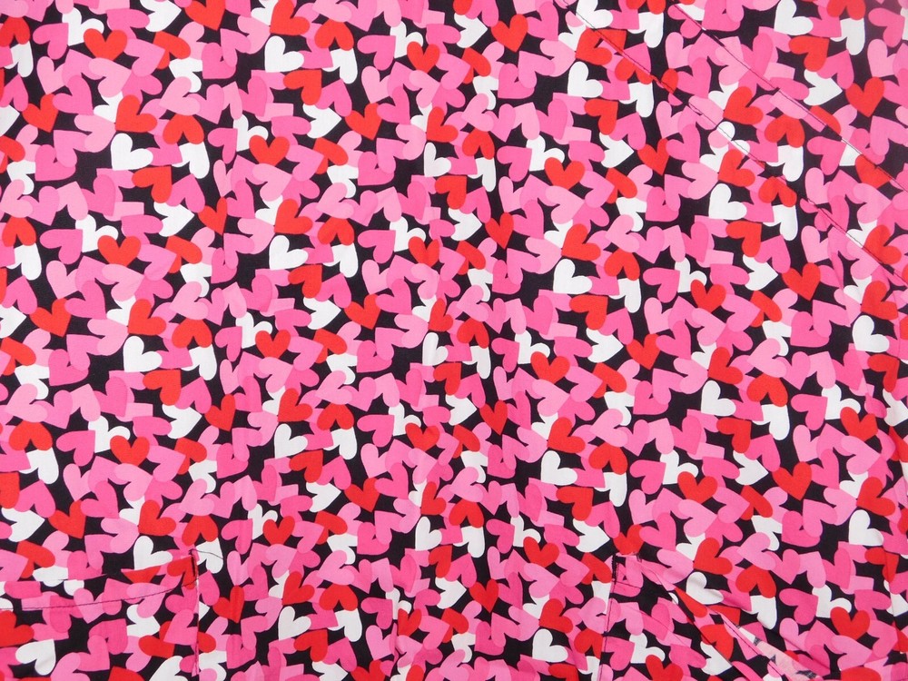 Valentine Theme Scrub Top-Pink Hearts size Medium