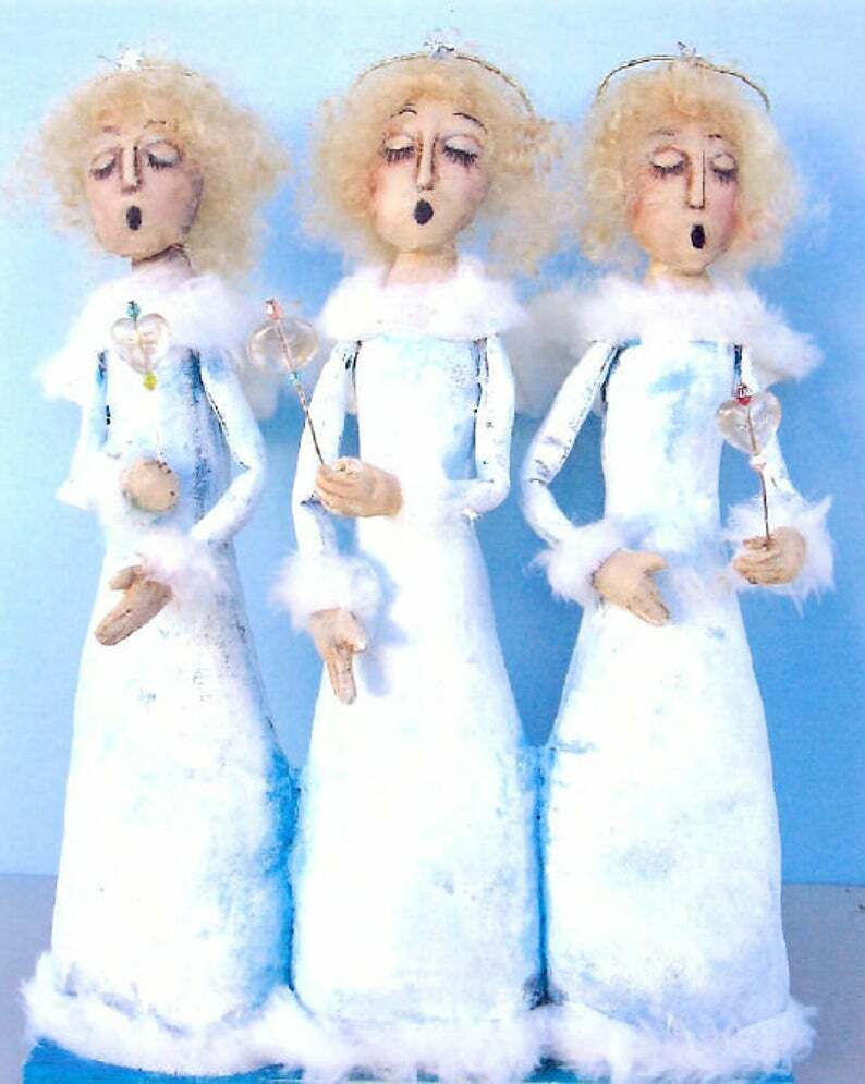 Cloth Folk Art Doll Pattern "Singing Angels" By Susan Barmore