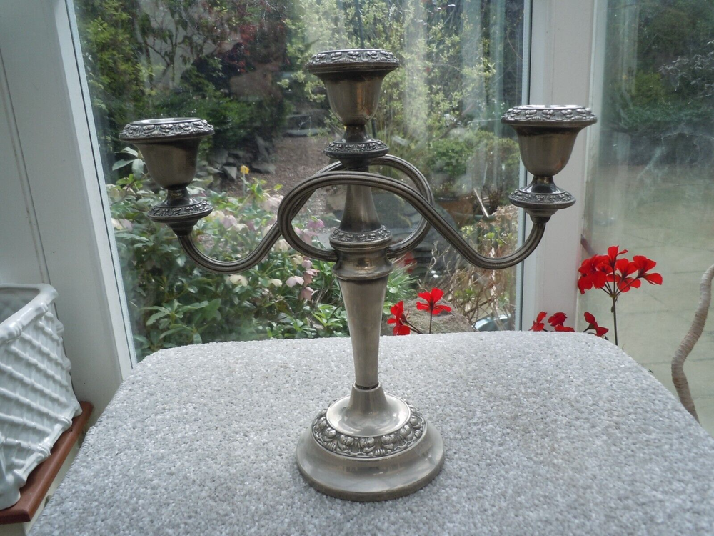 Silver Plated 3 arm Candelabra by Ianthe.
