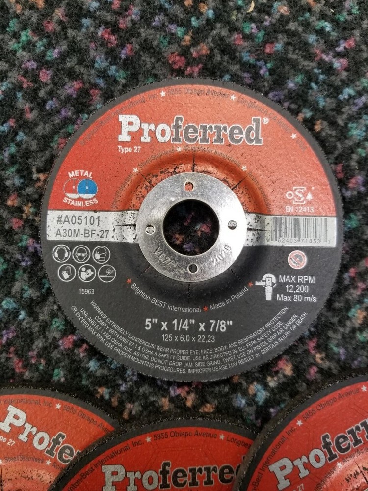 Proferred 5" Abrasive Stainless Steel Grinding Wheels - 4 Pack