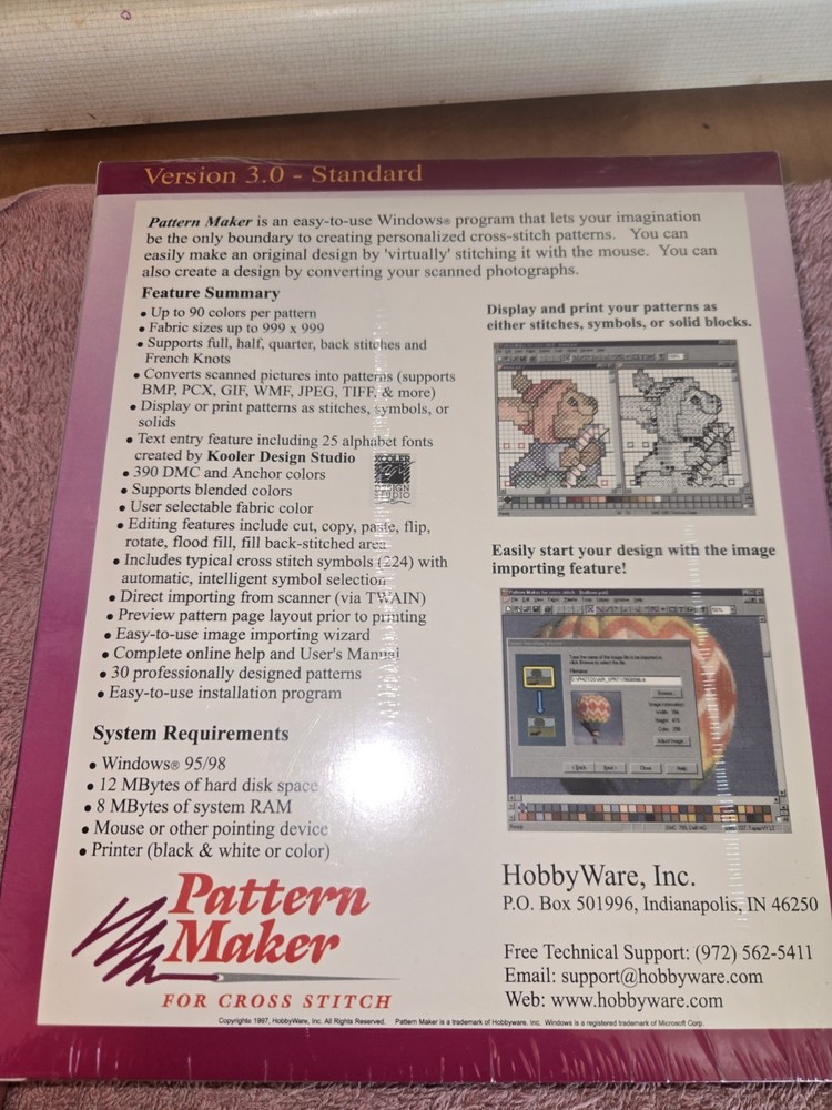 NEW HobbyWare Pattern Maker for Cross Stitch Version 3.0 Windows Program CD