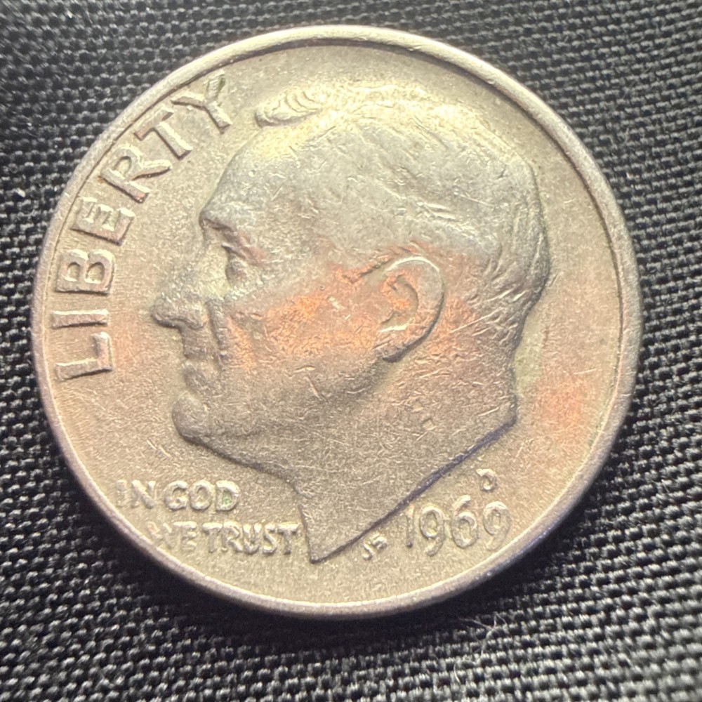 1969 D Roosevelt Dime Circulated Condition