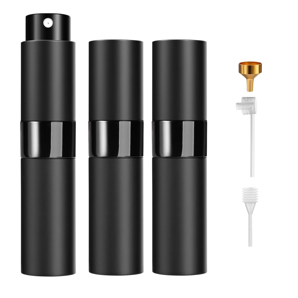 Refillable Travel Perfume Atomizer 8ml 3Pack  Leakproof Spray Bottles Black