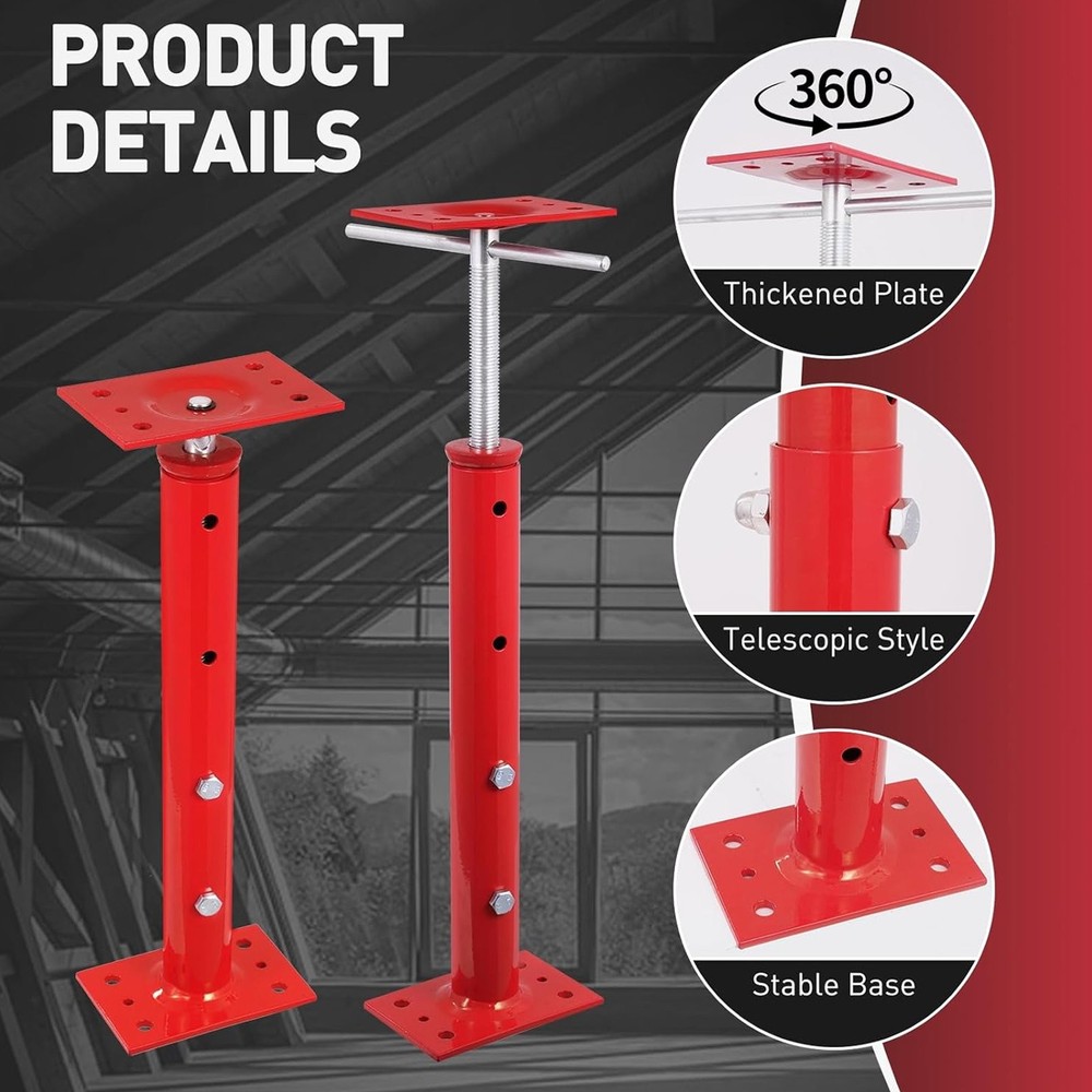 4pcs Adjustable Floor Jack Post House Floor Leveling Lift 19"-36" Height Range