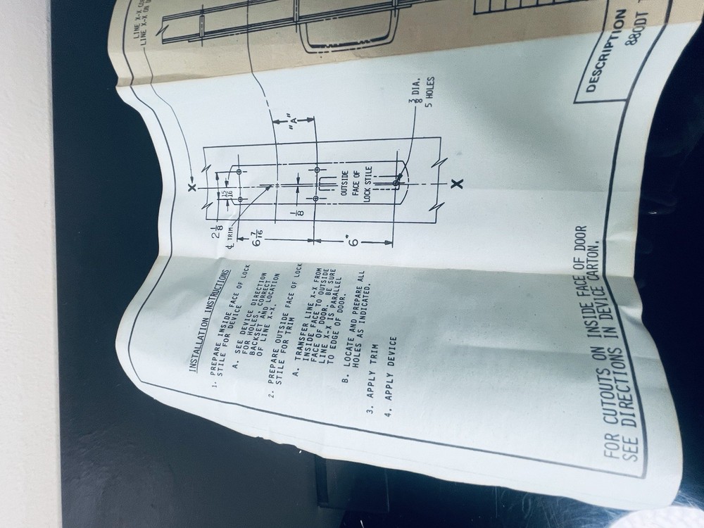 88 Series Von Duprin Exit Device - 14” Handle. Trim - Brass