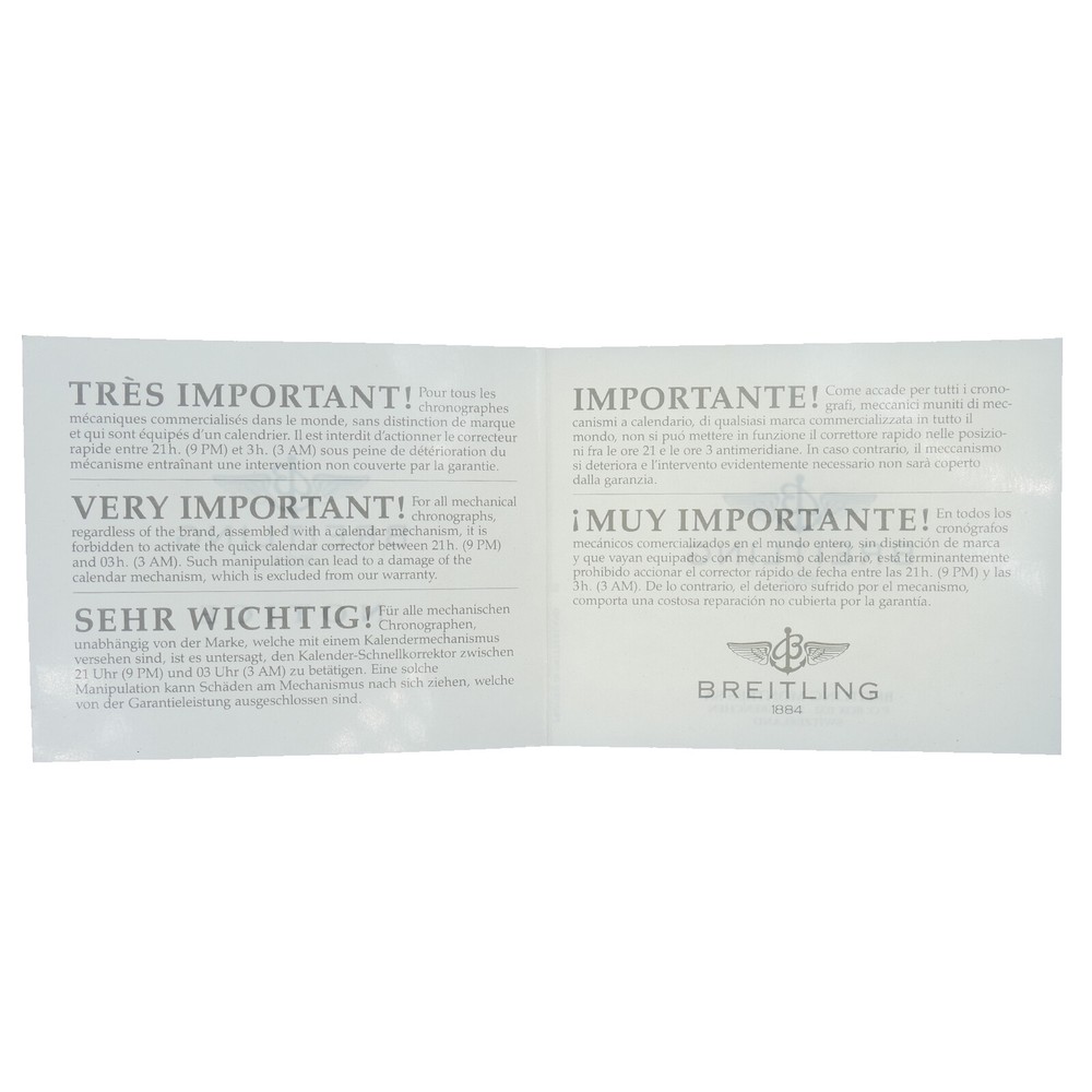 BREITLING AUTHENTIC WATCH NOTICE FLYER