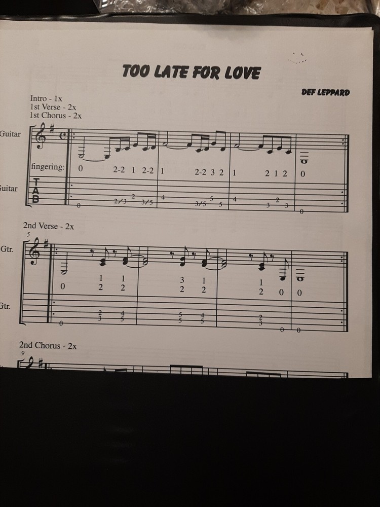 Guitar Handwritten Lessons Tabs Cacophony please see photos