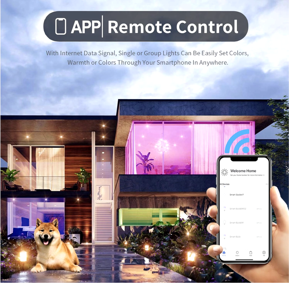 4 Pack Smart Light Bulb APP WiFi LED Lighting Work Alexa&Google E26 8W 800LM