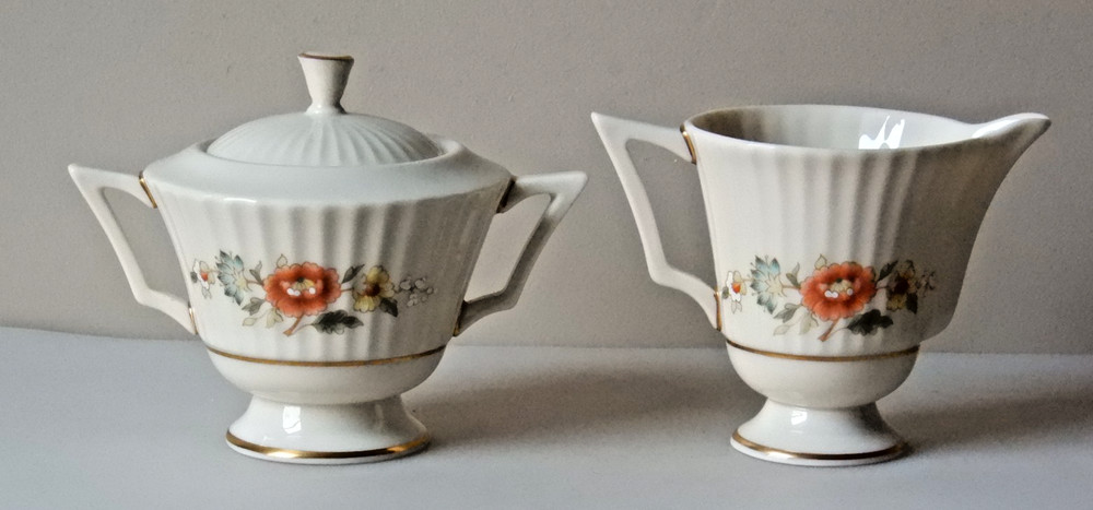 Lenox Temple Blossom Creamer & Covered Sugar Set MINT - UNUSED