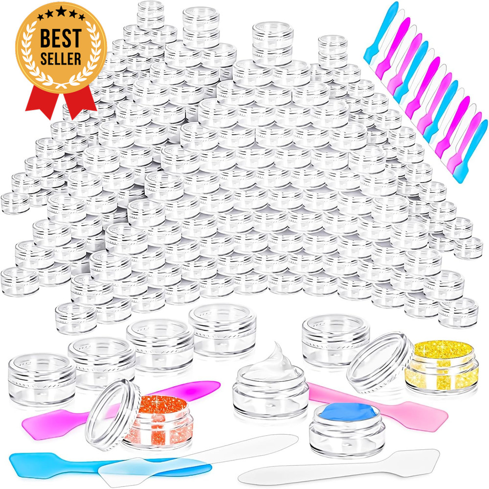 100x 5g Empty Cosmetic Jars w/ Lids & Spatulas for Creams Makeup Samples