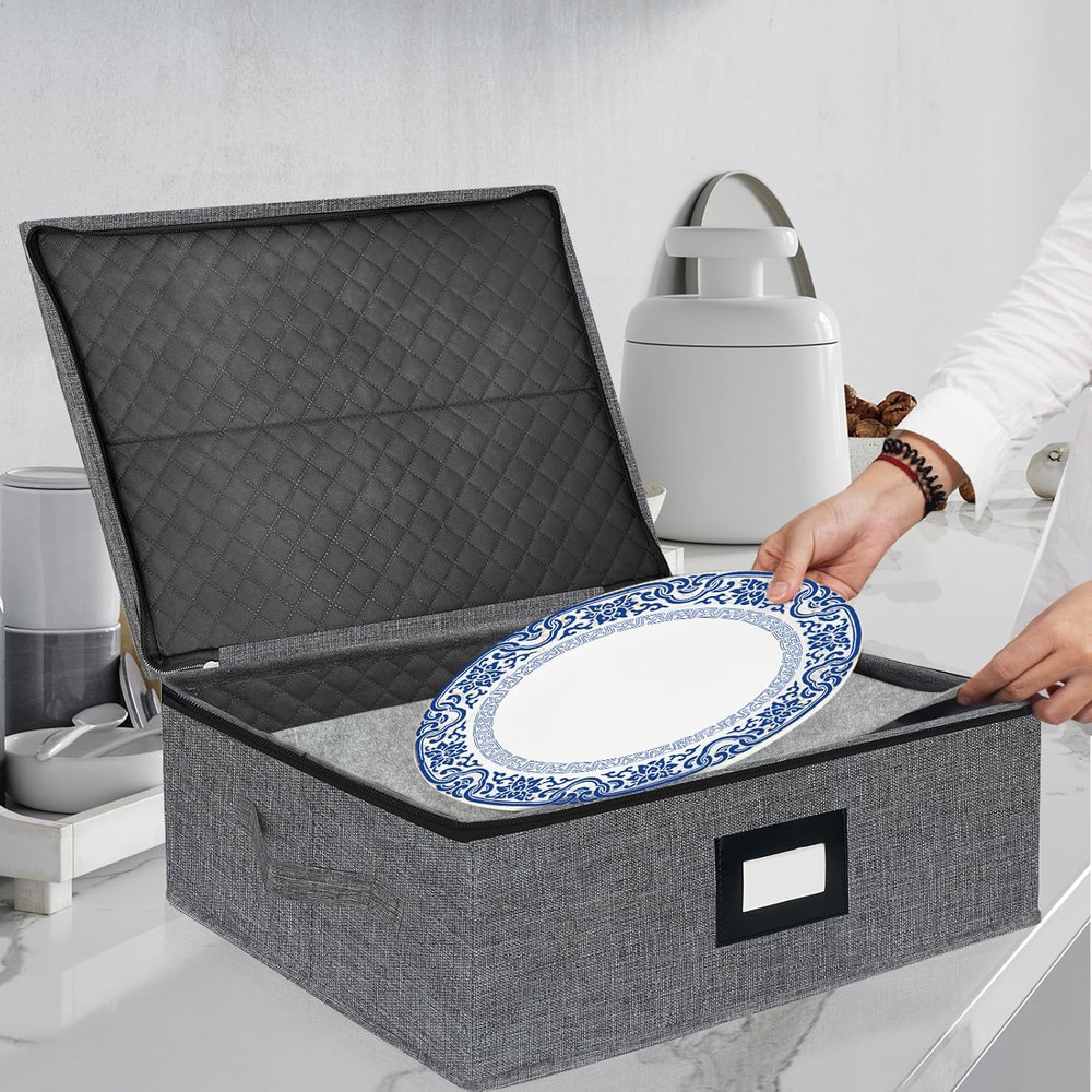 Platter Storage Case - Stackable China Storage Containers Hard Shell with Durabl