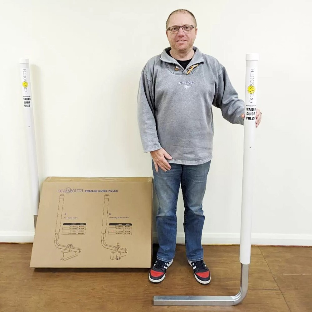 Oceansouth Galvanized Guide On Post Poles Pair for Rectangular Beam Trailer 75"