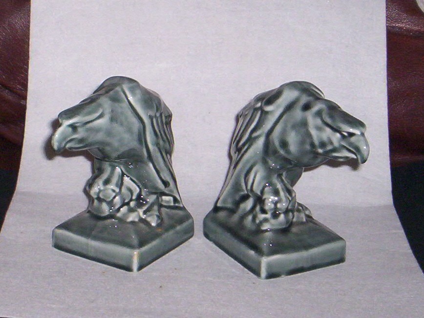Vintage WRISLEY'S BATH SALTS Pottery EAGLE BOOKENDS