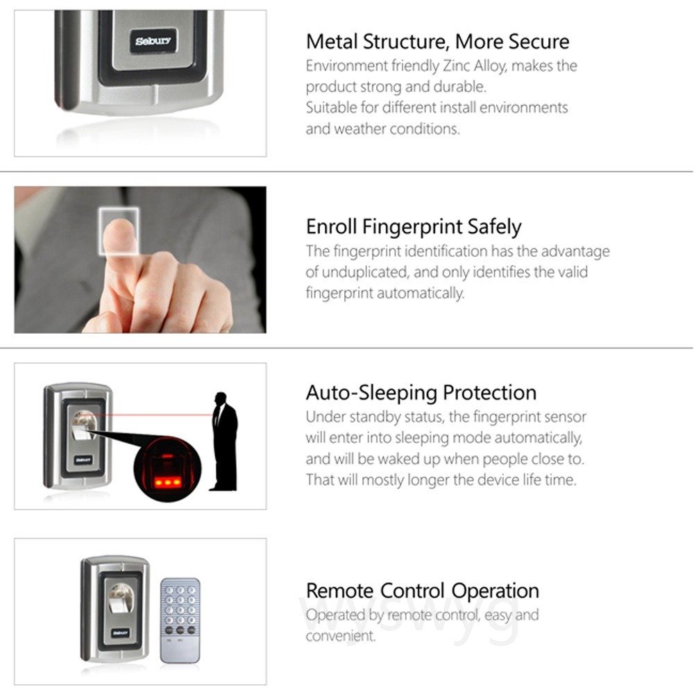 F007EM II metal biological Fingerprint RFID Access Control Wiegand Reader 5 Fobs