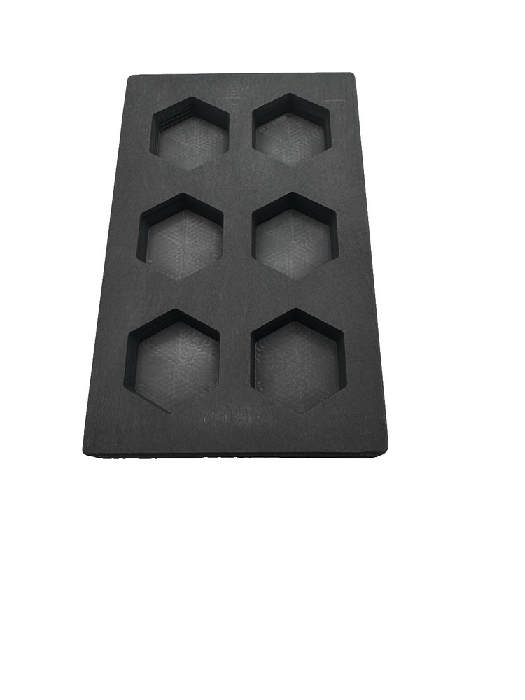 (6) Cavity 5 oz. Hex Graphite Gold Ingot Mold for Gold & Silver Casting