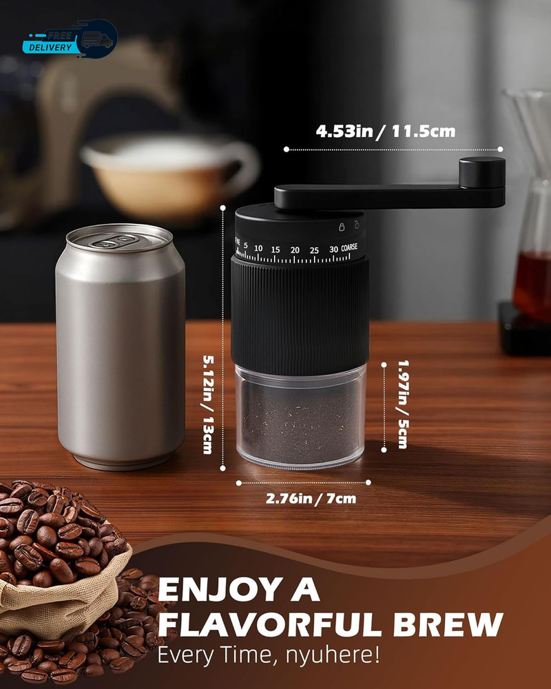 Manual Coffee Grinder Ceramic Burr 40G Capacity35 Adjustable Settings Portable