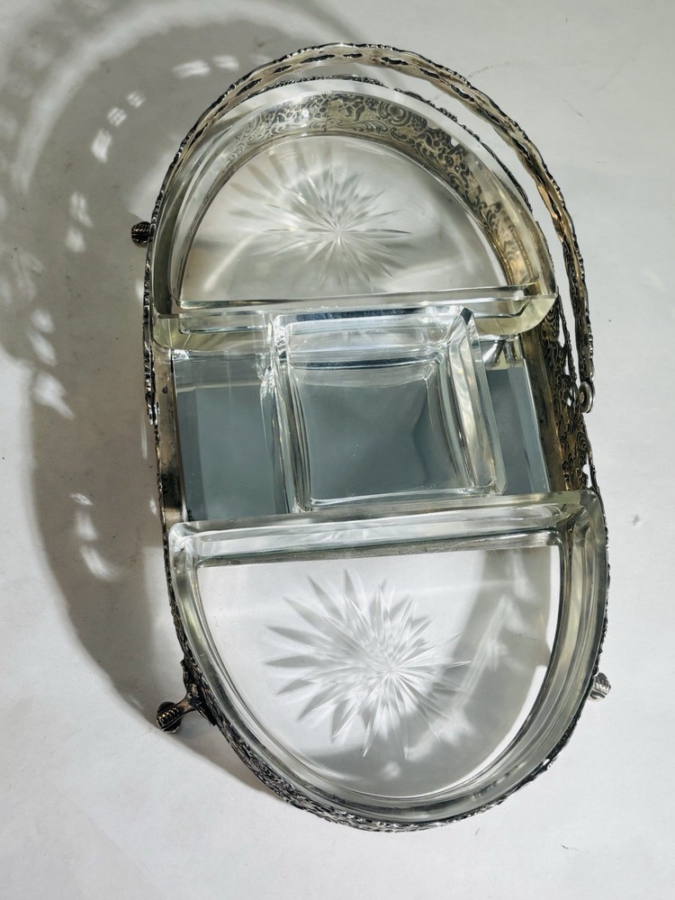 Incredible Rare Solid Sterling Silver Victorian Repousse Serving Tray/Basket 10”