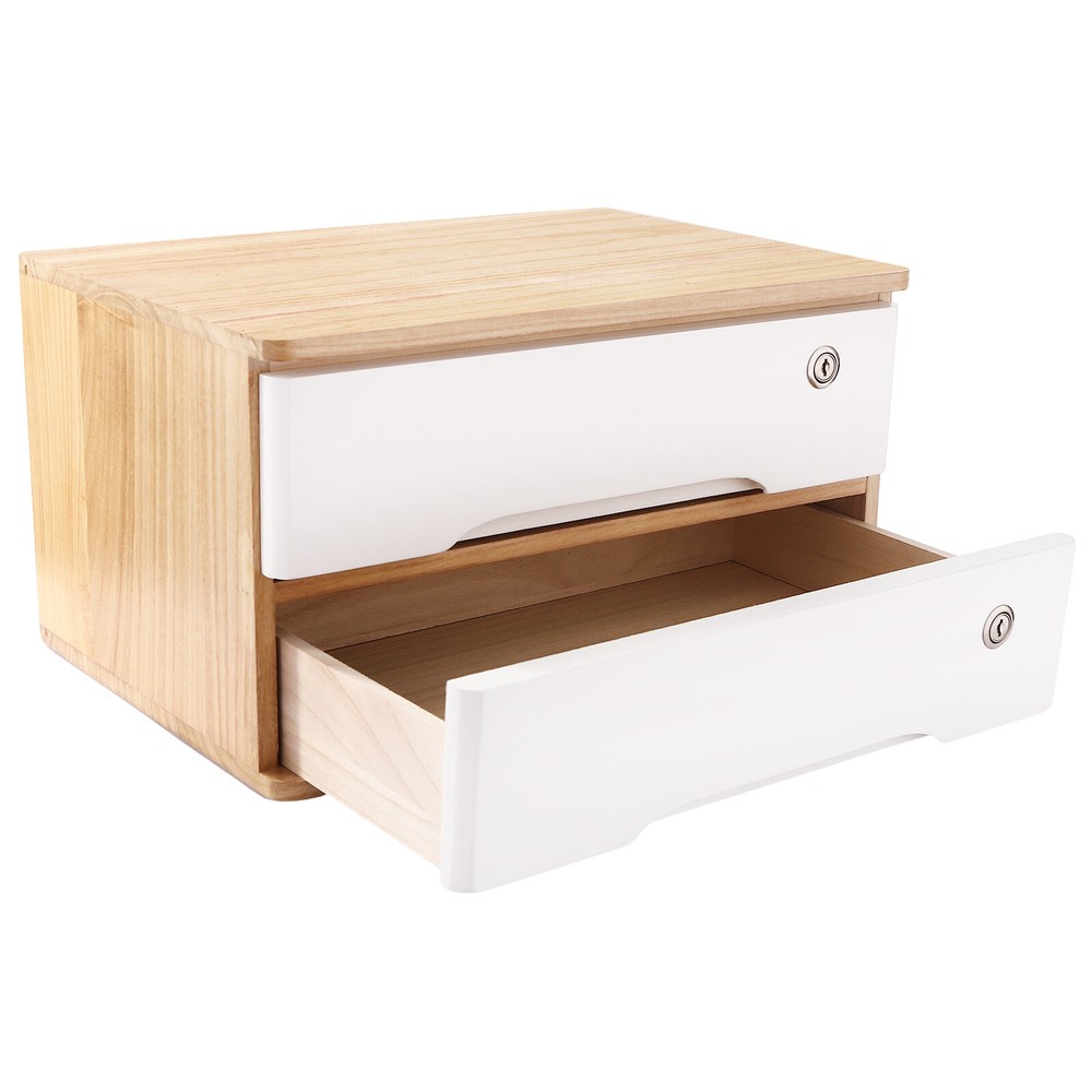 Desktop Storage Box, Desk Organizer, Desktop Storage Box with Lockable Drawers