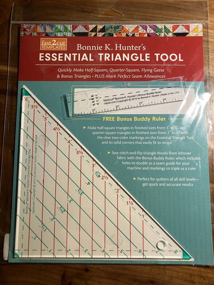 fast2cut Bonnie K. Hunter's Essential Triangle Tool + Buddy Ruler