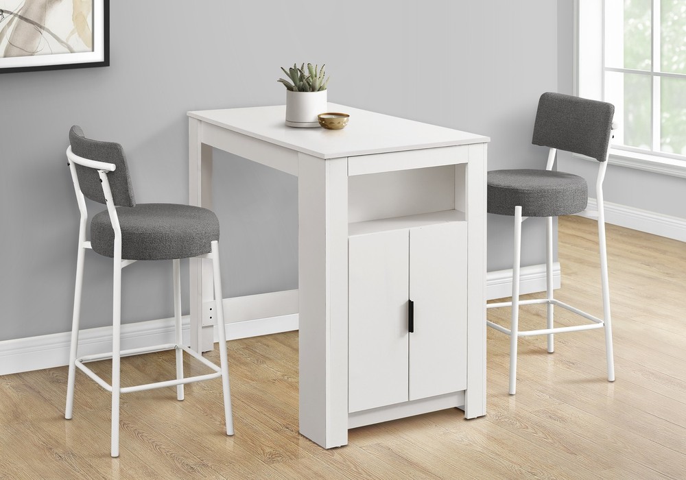 Dining Table, 48" Rectangular, Counter Height, Kitchen, Small, Storage, White
