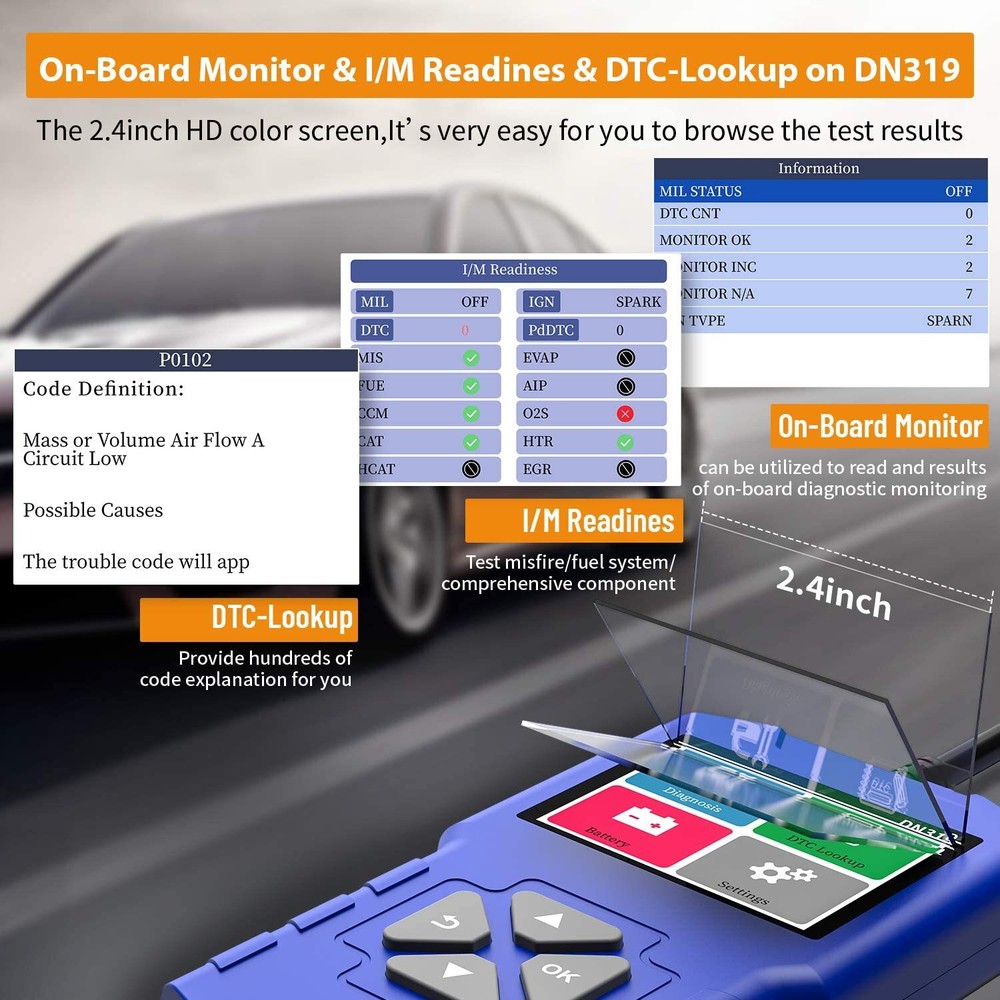 DNOSE DN319 Automotive OBD2 Scanner Car Engine Fault Code Reader Diagnostic Tool