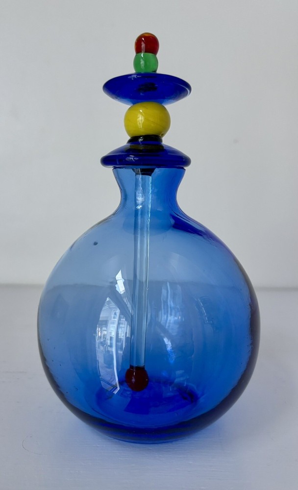 Pop Post Modern Handblown Art Glass Decanter Perfume Scent Essential Oils Bottle