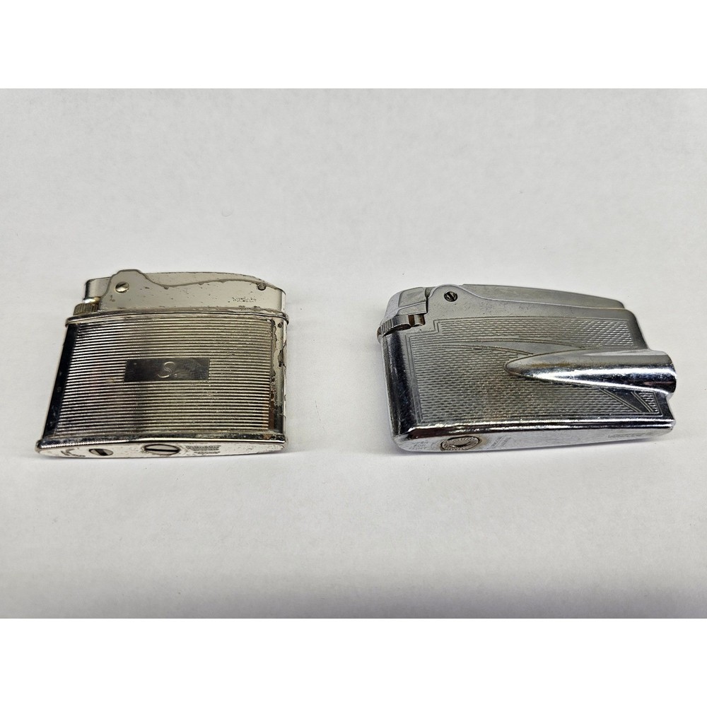 Ronson Lighter Set Adonis Varaflame Vintage Silver Chrome Fair Condition 2pc